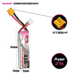 GAONENG GNB 450mAh 2S 80C 7.6V LiHV LiPo Battery Long Type XT30 [DG]