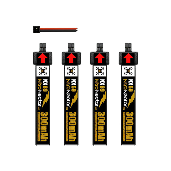 NewBeeDrone Nitro Nectar NX69 300mAh 1S 3.8V 80C HV LiPo Battery 4PCS [DG]
